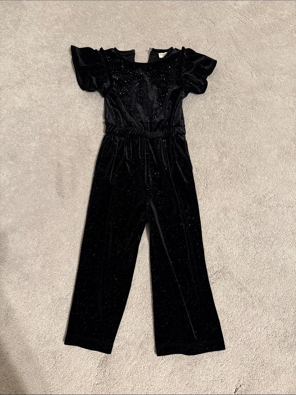 Crewcuts Black Glitter Velvet Jumpsuit